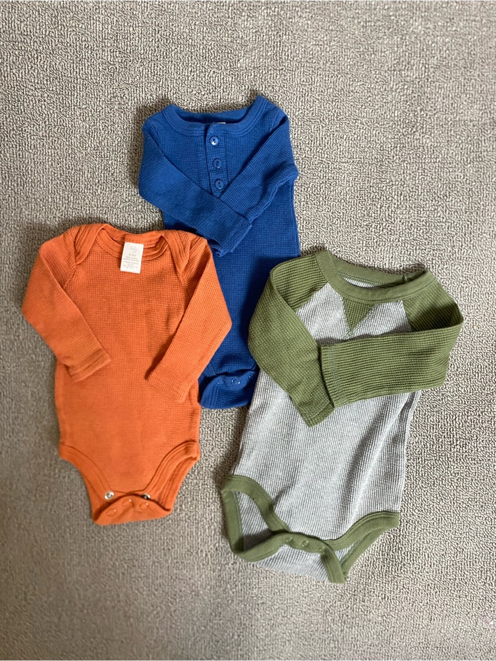 Baby Kiss & Cat & Jack 3 piece Bundle Thermal Long Sleeve Bodysuits